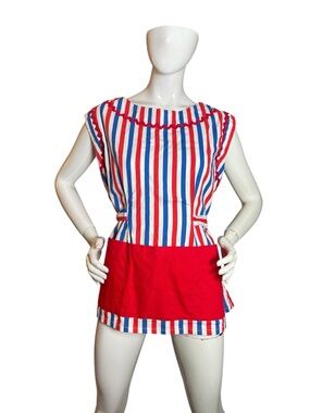 Vintage Americana Carnival 4th of July Concessions Apron with Pockets (S/M)